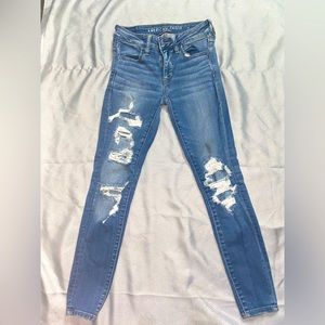 American eagle Ne(x)t level stretch high rise patched jeggings